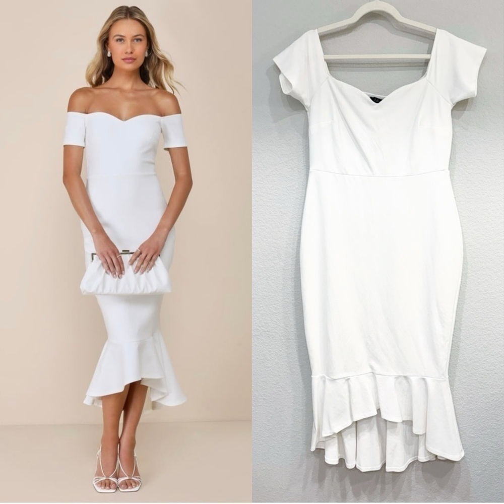 Sz‎ XL - NWOT Lulus How Much I Care Ivory Off-the-Shoulder Midi Dress